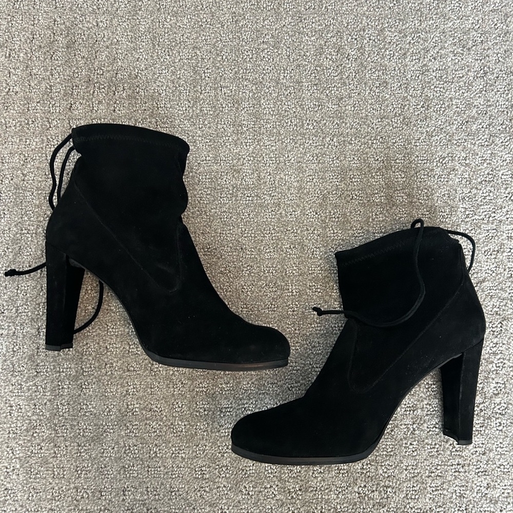 Stuart Weitzman Black Suede Heeled Boots